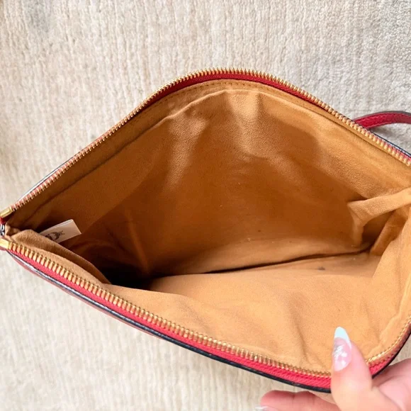 Mcm Red Visetos Coated Canvas Liz Pouch Shoulder Bag - Picture 10 of 13